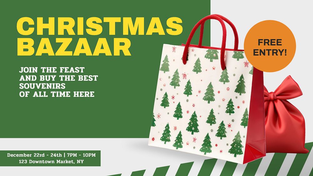 Christmas bazaar blog banner template, editable text