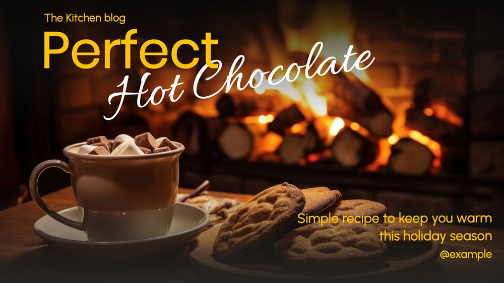 Perfect hot chocolate blog banner template, editable text