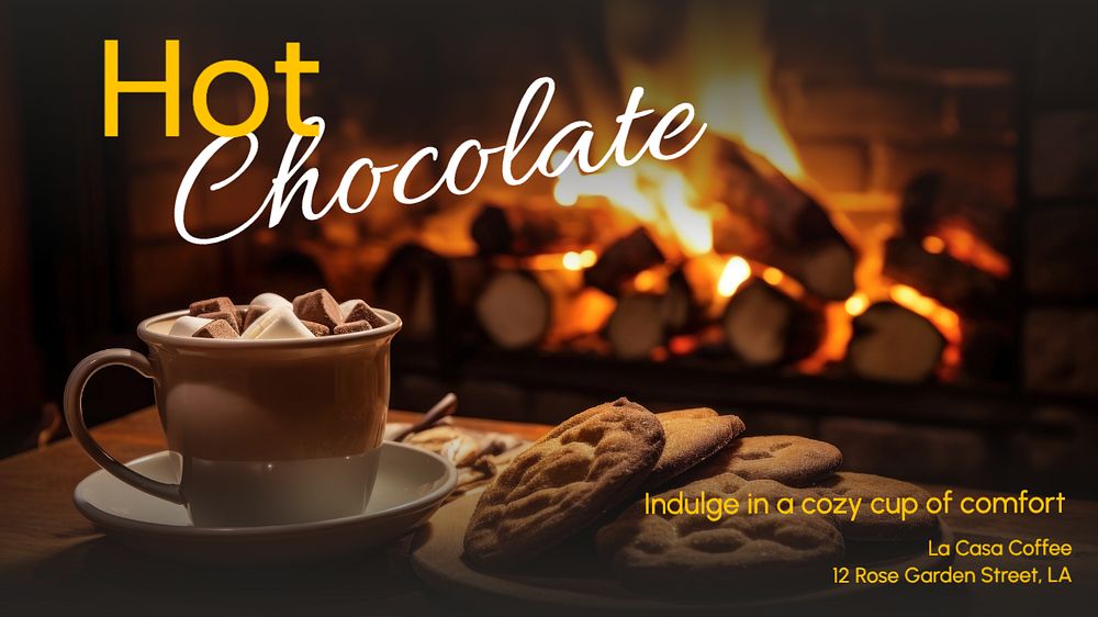 Hot chocolate blog banner template, editable text