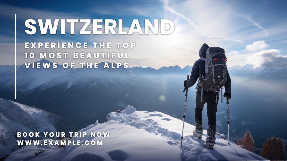 Switzerland travel blog banner template, editable text