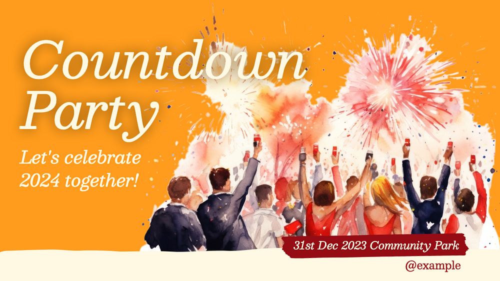 Countdown party blog banner template, editable text