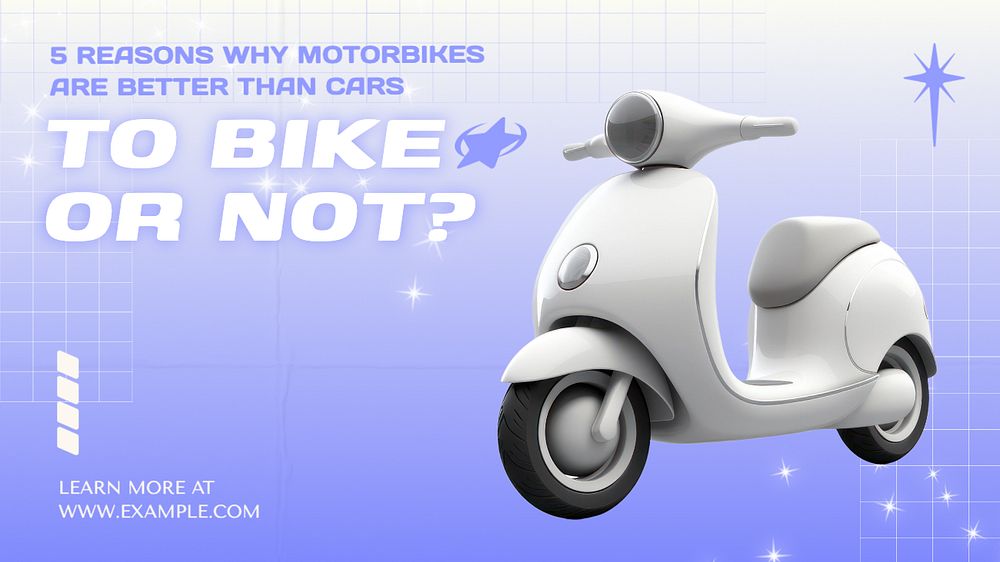 Motorbikes vs cars blog banner template, editable text