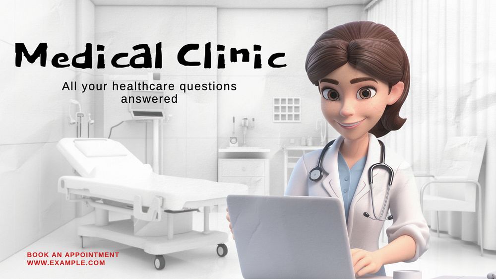 Medical clinic blog banner template, editable text