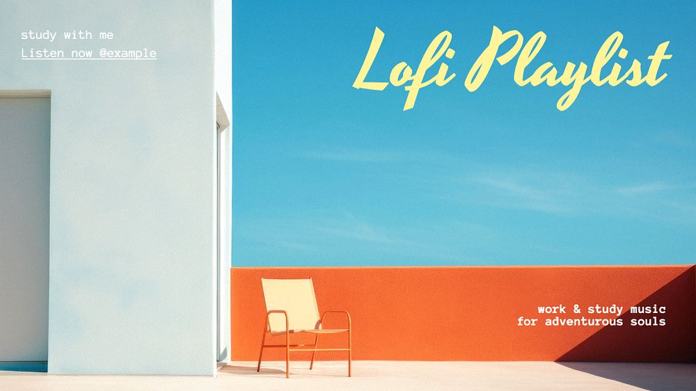 Lofi music blog banner template, editable text