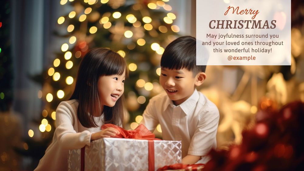 Merry Christmas blog banner template, editable text