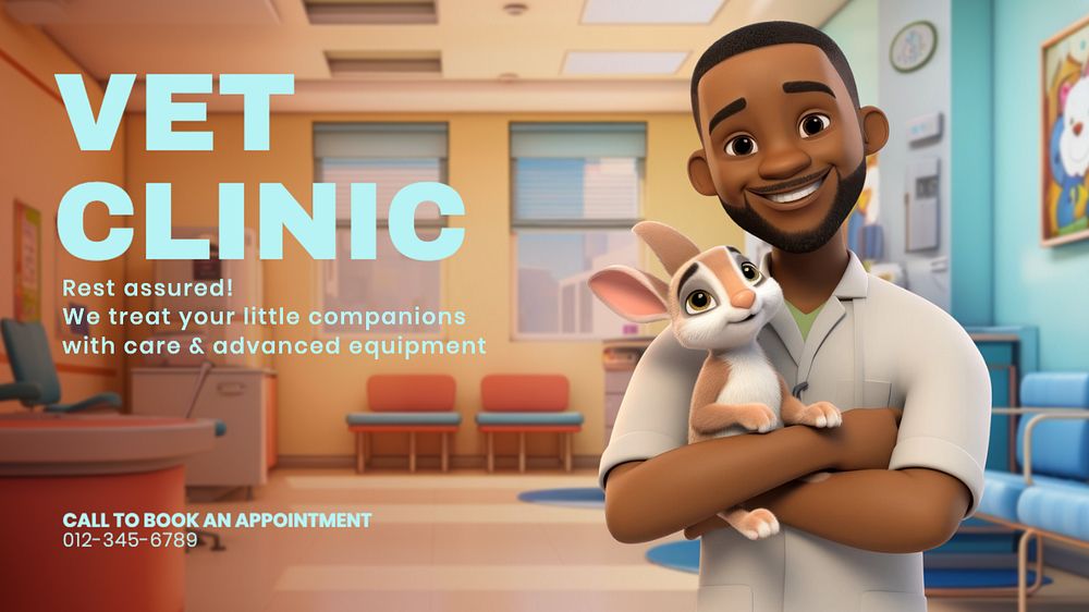 Vet clinic blog banner template, editable text