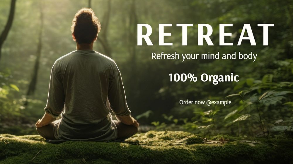 Retreat & wellness blog banner template, editable text