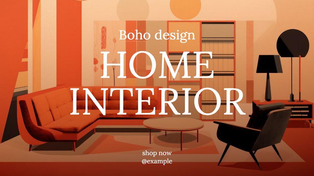 Home interior blog banner template, editable text