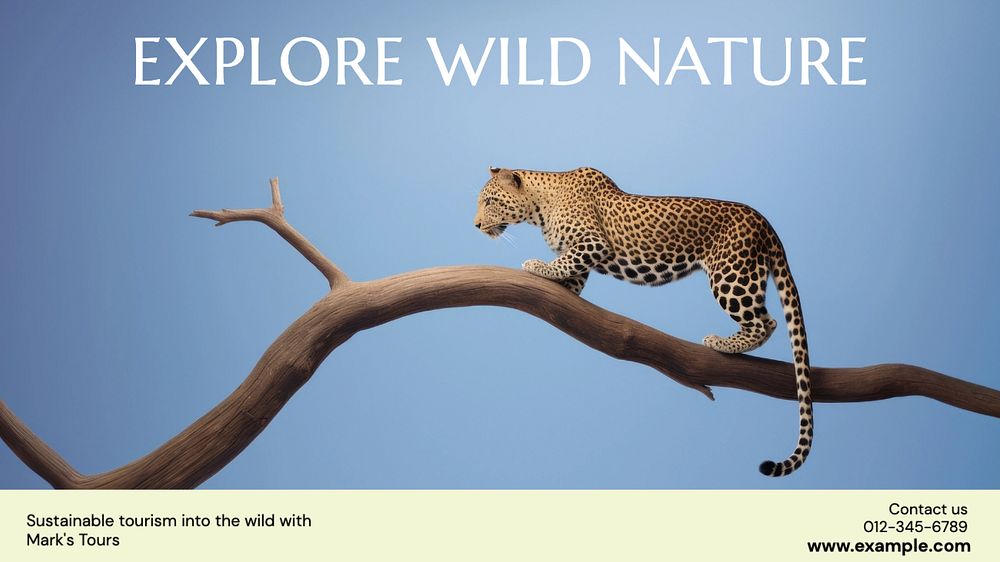 Explore wild nature blog banner template, editable text