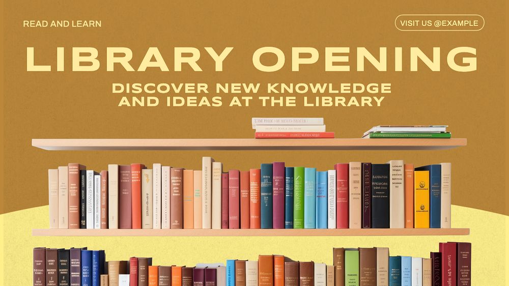 Library open blog banner template, editable text