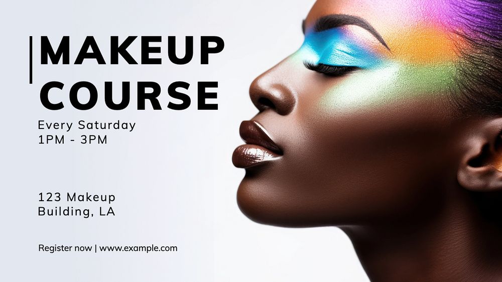 Makeup course blog banner template, editable text