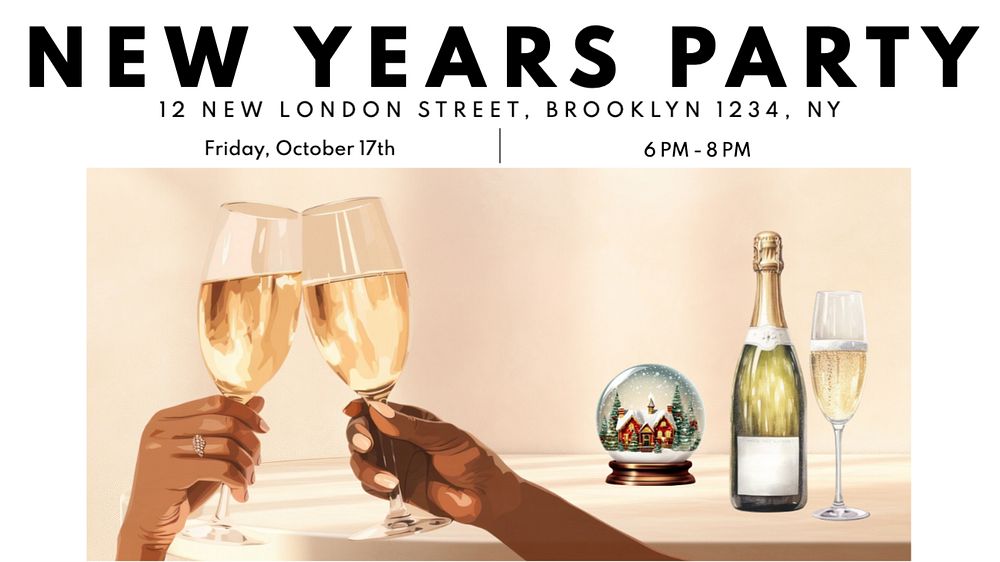 New years party blog banner template, editable text