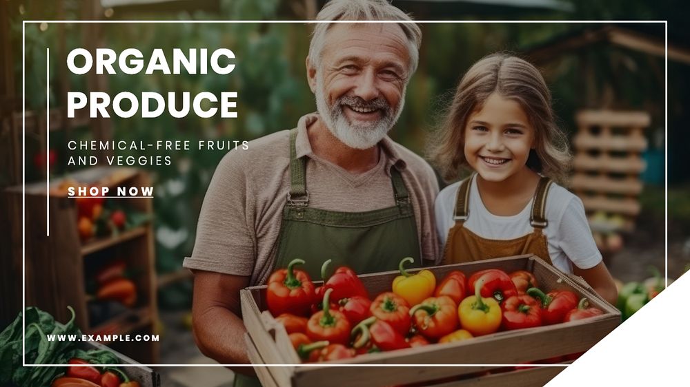 Organic produce blog banner template, editable text