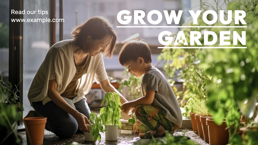 Grow your garden blog banner template, editable text