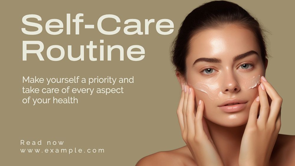 Self-care routine blog banner template, editable text