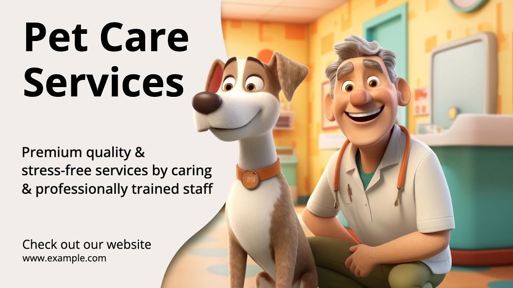 Pet care blog banner template, editable text