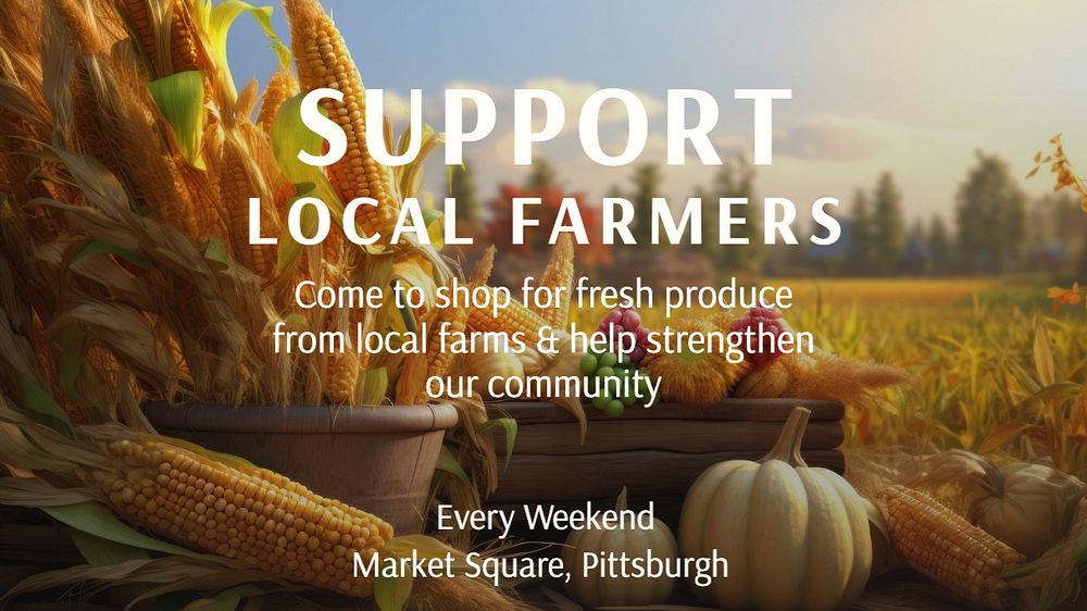 Support local farmers blog banner template, editable text