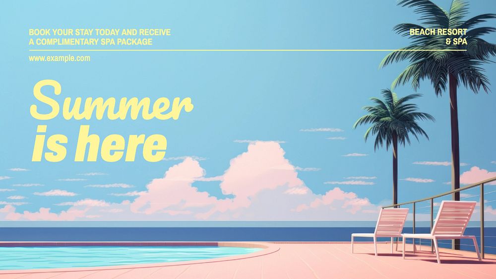 Summer travel blog banner template, editable text