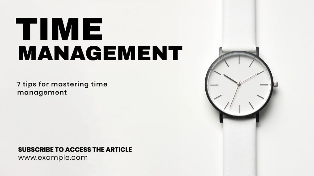 Time management blog banner template, editable text