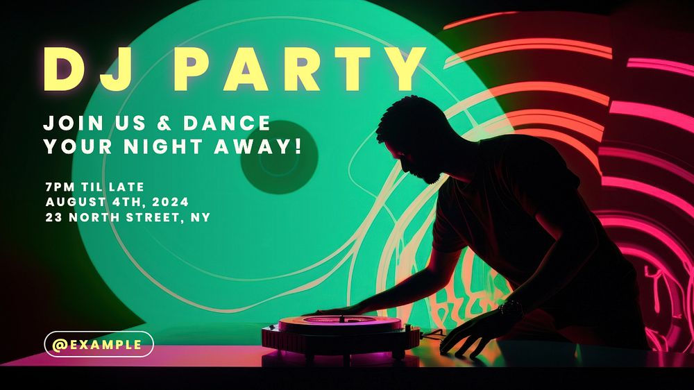 DJ party blog banner template, editable text