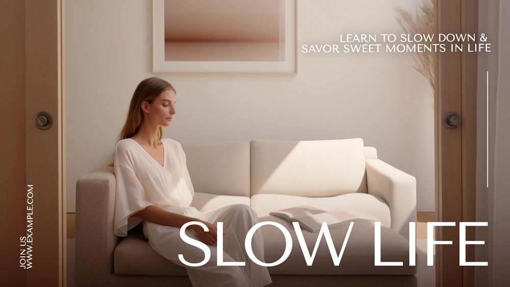 Slow life blog banner template, editable text