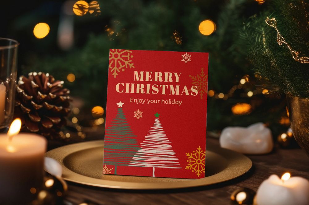 Christmas Invitation Card Editable Mockup Premium Mockup Generator Rawpixel