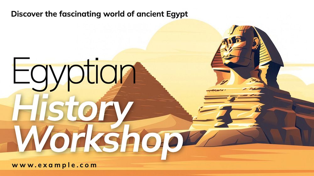 Egyptian history workshop blog banner template, editable text