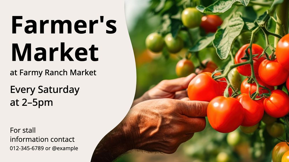 Farmer's market blog banner template, editable text