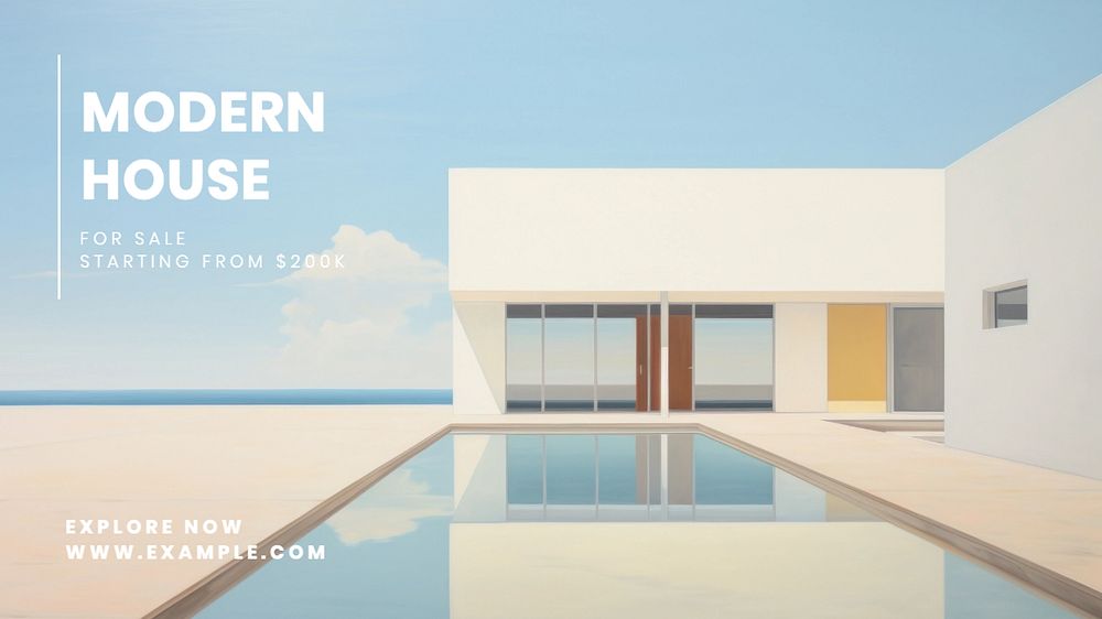 Modern house blog banner template, editable text