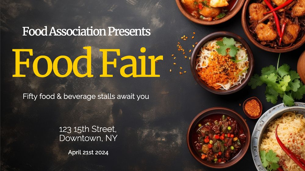 Food fair blog banner template, editable text