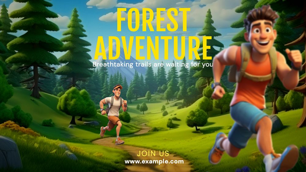 Forest adventure blog banner template, editable text