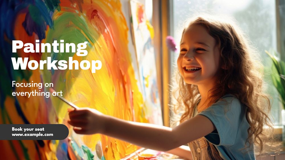 Painting workshop blog banner template, editable text