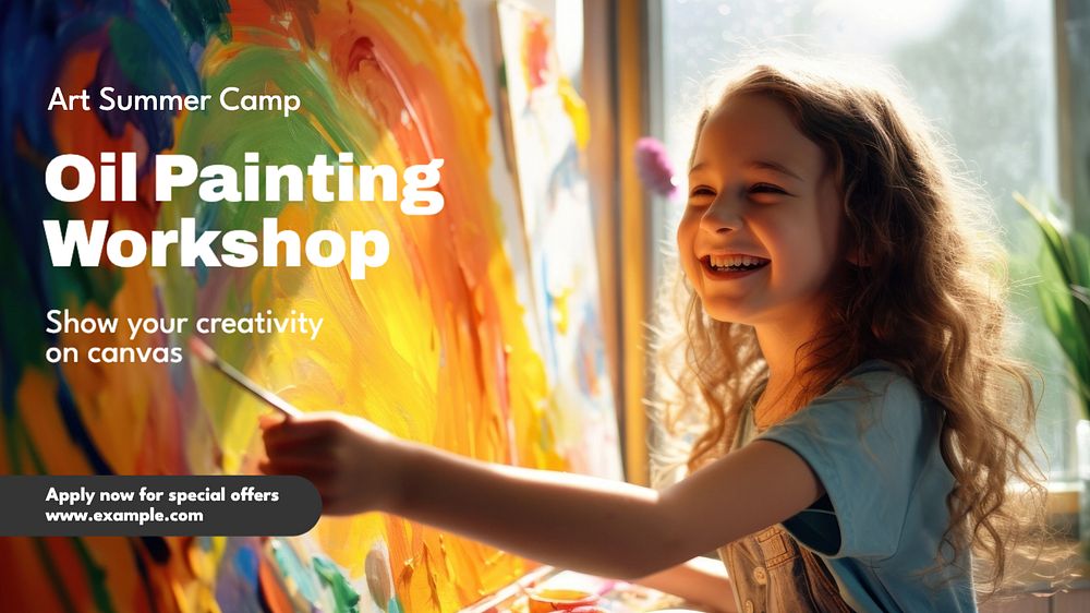 Art workshop blog banner template, editable text