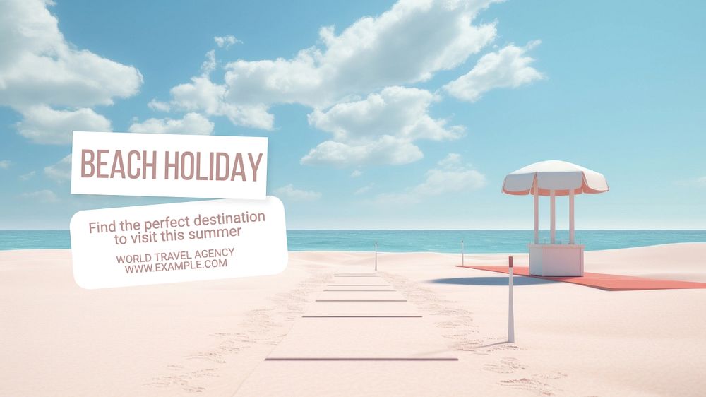 Beach holiday blog banner template, editable text