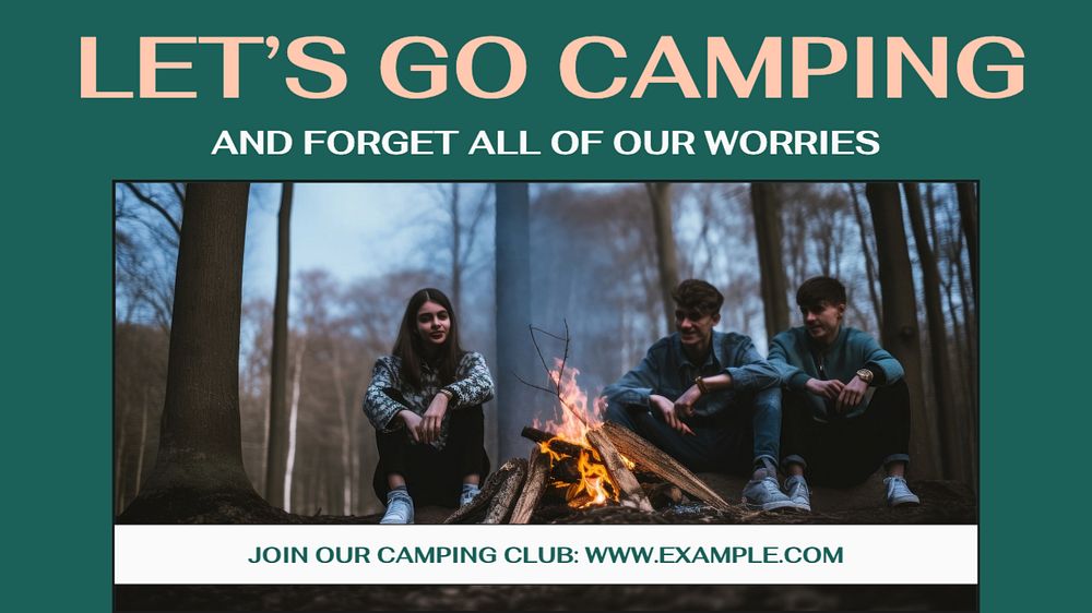 Camping blog banner template, editable text