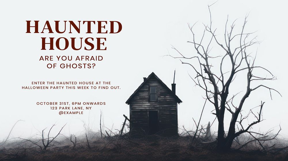 Haunted House blog banner template, editable text