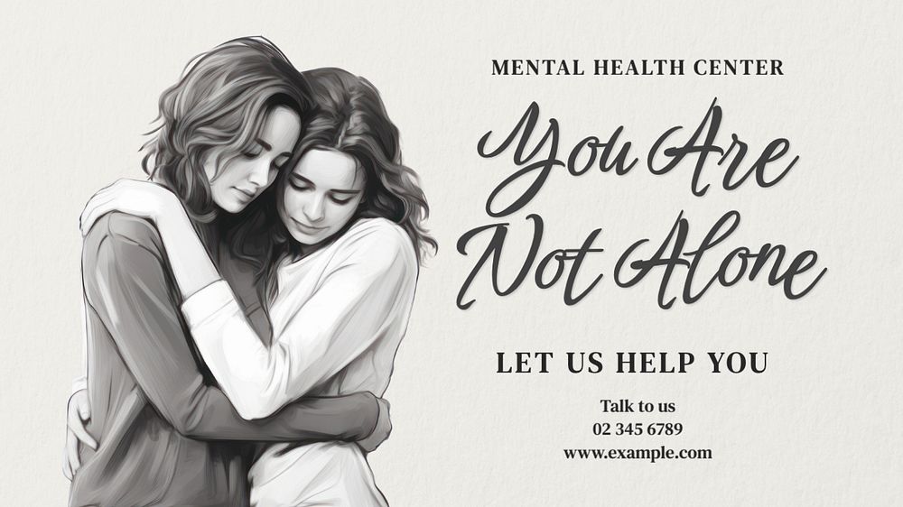 Mental health center blog banner template, editable text