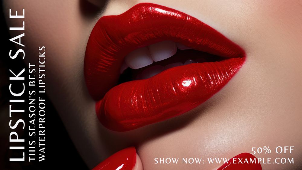 Lipstick sale blog banner template, editable text