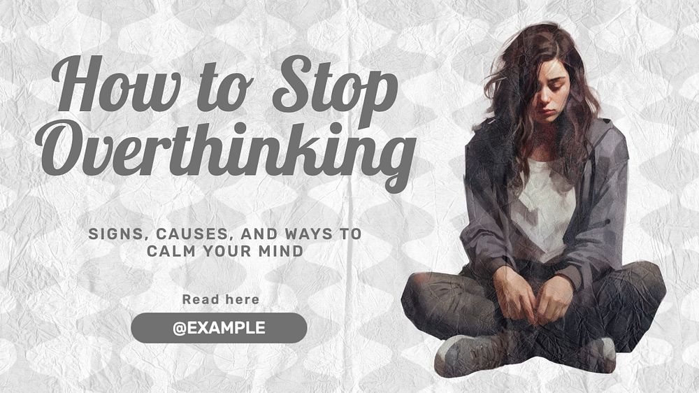 Overthinking blog banner template, editable text