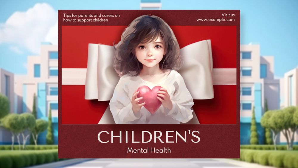 Children's mental health blog banner template, editable text