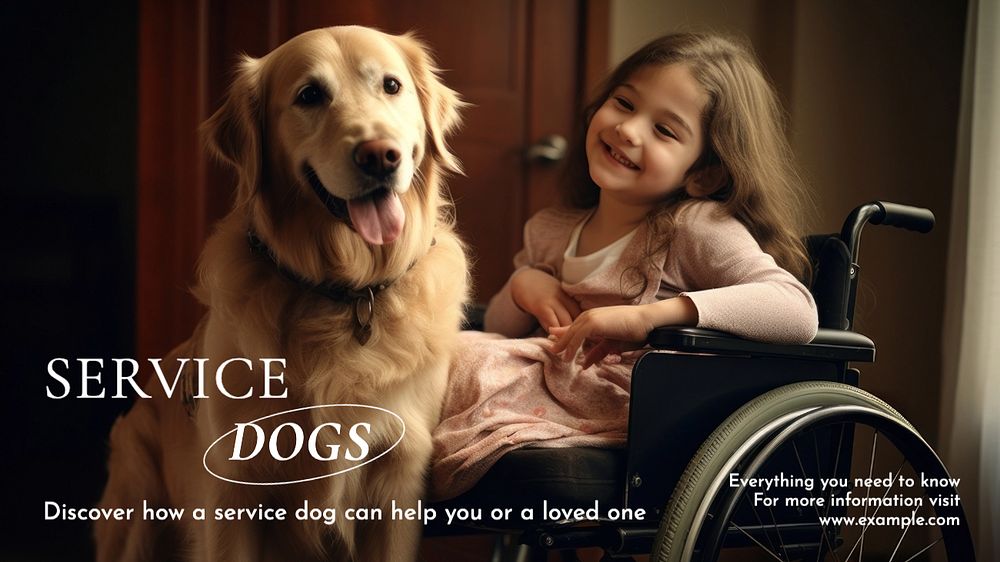 Service dogs blog banner template, editable text