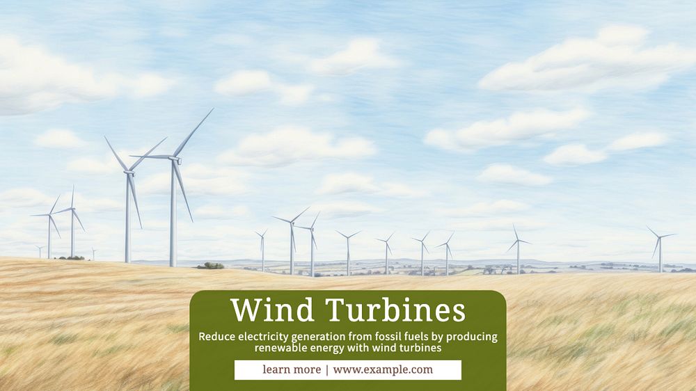 Wind turbines blog banner template, editable text