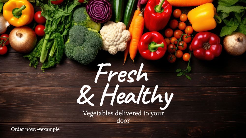 Fresh & healthy food blog banner template, editable text