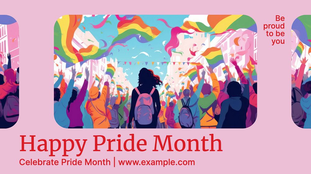 Happy pride month blog banner template, editable text