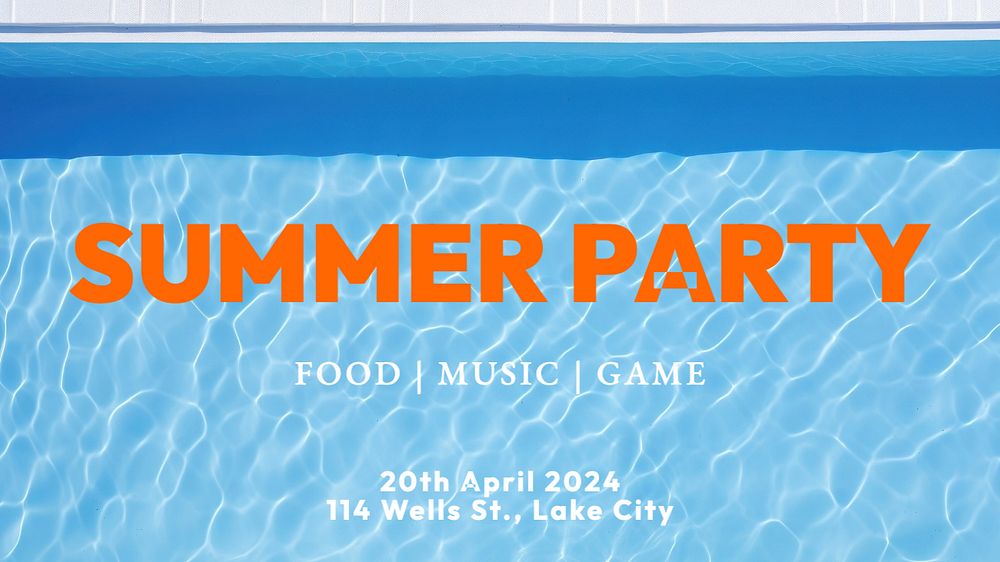 Summer party blog banner template, editable text