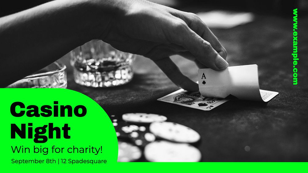 Charity casino night blog banner template, editable text