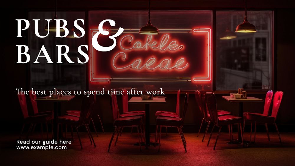 Pubs & bars blog banner template, editable text