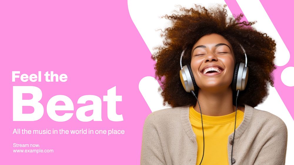 Feel the beats blog banner template, editable text