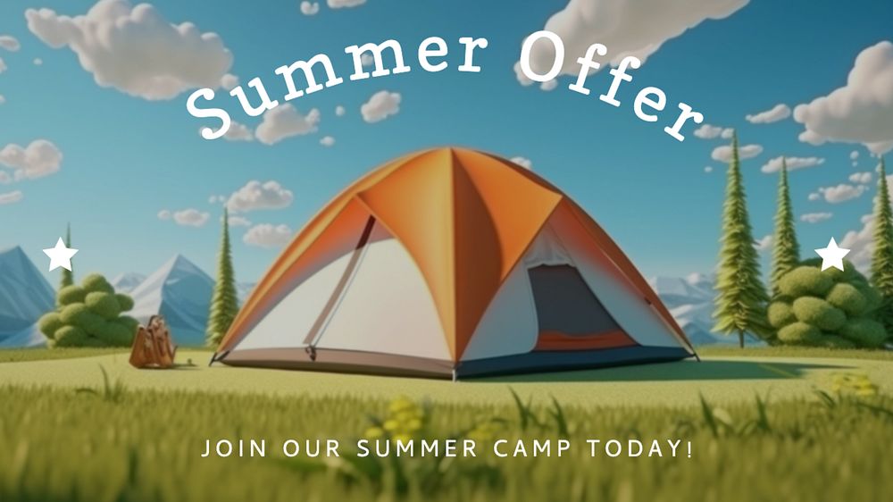 Summer camp blog banner template, editable text