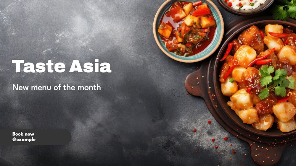 Taste asia blog banner template, editable text